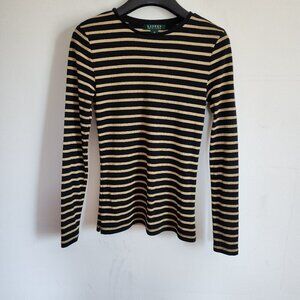 Ladies SZ XS Lauren Ralph Lauren Black Stripe T-Shirt